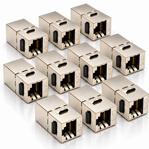 Kit com 10 peças Keystone RJ45 Cat6 Blindado