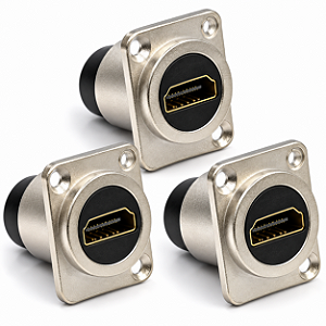 Kit com 3 peças Keystone HDMI Metálico Femea x Femea