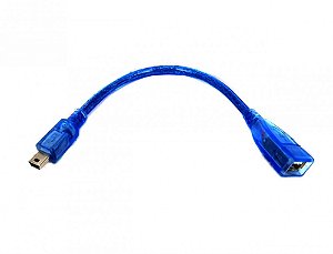 Cabo USB Mini para USB Fêmea Hi-Speed 2.0 Blindado - 30Cm