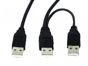 Cabo 1 USB x 2 USB Grandes HD Externo