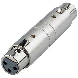 Adaptador Emenda XLR Fêmea/XLR Fêmea com Trava