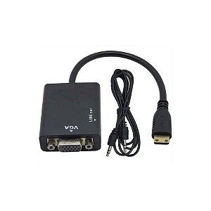 Cabo Conversor MINI HDMI para VGA com Áudio