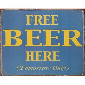 Placa Metálica Free Beer Here
