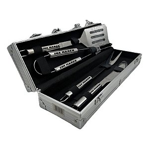 Kit Churrasco 4 Peças Premium + Maleta Inox Personalizado