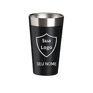 Copo Térmico 473Ml Inox Personalizado Logo Time Nome S/ Tampa
