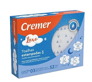 Caixa com 3 Toalha Fralda de Pano estampa Estrela 70x120cm Cremer