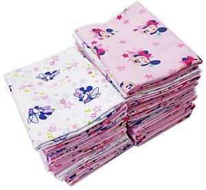 Kit com 2 Manta Cueiro Flanelado Minnie 80x80cm
