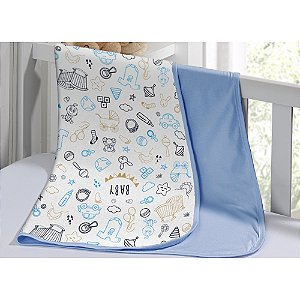 Manta Bebê Dupla Face 90x90cm Malha 100% Algodão Estampada Com Viés Mantinha