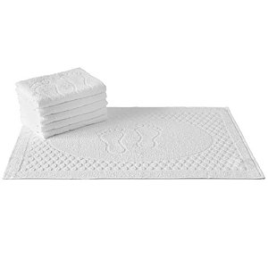 Kit 5 Tapetes Toalha de Piso Grosso para Hotel Pousada Felpuda Branco - 45cm X 70cm