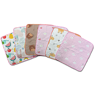 Fraldinha de Boca Quadriculada estampada 33x33cm com croche