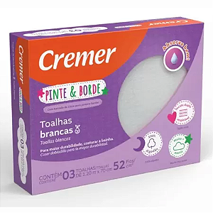Caixa Toalha Fralda Com 3un Pinte e Borde Cremer Luxo Branca