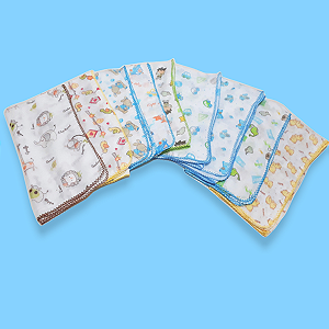 Fralda luxo estampada 70x70cm com Crochê