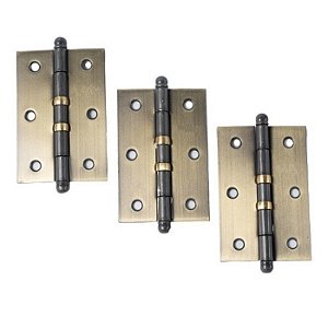 Kit 3 Dobradiças Porta Madeira 3 1/2 polegada Bronze