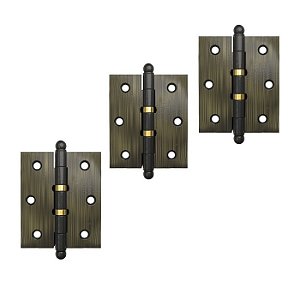 Kit 3 Dobradiças Porta Madeira 3 1/2 polegada Antique