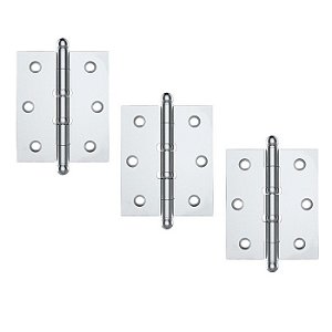 Kit 3 Dobradiças Porta Madeira 3 1/2 polegada Cromada