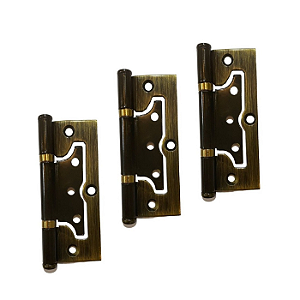 Kit 3 Dobradiças Sobrepor Porta Sem Rebaixo 3 1/2 Antique