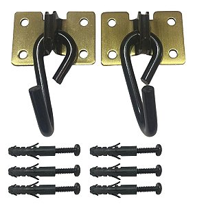 Kit Gancho De Rede Reforçado Aço Parafusos E Bucha Latonado