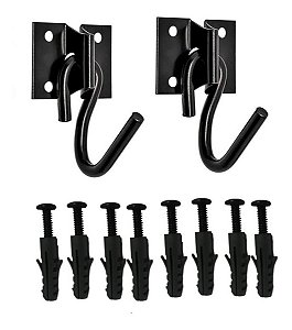 Kit Gancho De Rede Reforçado Aço Parafusos E Bucha Preto