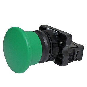 P20AMR-G-1A | Botão Pulsador Cogumelo 22mm Plástico - Verde - 1na | Metaltex