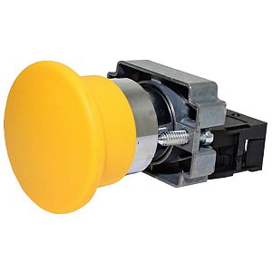 M20AMR-Y-1A | Botão Pulsador Cogumelo Metálico - Amarelo - 1na | Metaltex