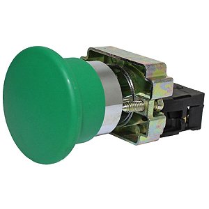 M20AMR-G-1A | Botão Pulsador Cogumelo Metálico - Verde - 1na | Metaltex