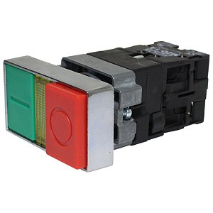 M20IDL-Y7-1C | Botão Duplo Iluminado 22mm Metálico - Verde/vermelho 24v - 1na+1nf | Metaltex