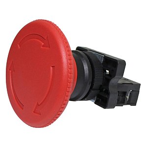 P20BYR-R-1B | Botão Emergência 22mm Plástico C/ Cogumelo 60mm   - Vermelho - 1nf | Metaltex