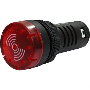 BZ20-2L-R | Sinaleiro Sonoro/led - 22mm - 220vca- Vermelho | Metaltex