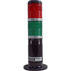 TPWS6-22RG-B | Torre Sinalizador 60mm, Cont/ Flk, Buzzer, 220v, Preta S/ Haste, Vermelho/ Verde | Metaltex