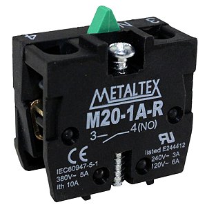 M20-1A-R | Contato 1na P/botão M20/p20 Invertido - Uso Caixa Cp | Metaltex