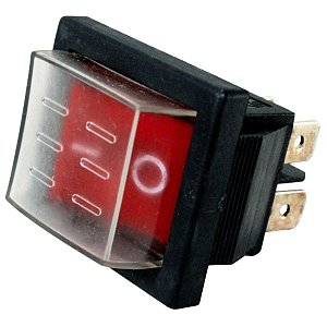 RS-201-1C-R-24V | Chave 2 Posições Iluminada C/capa Silicone Vermelho 24v | Metaltex