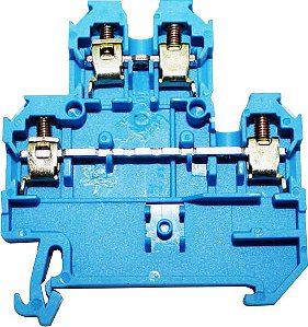 MDB4-4/2-AZ | Borne Conector de Passagem Duplo 4mm - Azul | Metaltex