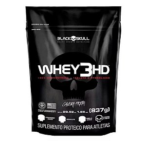 Whey 3HD Refil 837g - Diversos Sabores - Protein Concentrada, Isolada e Hidrolisada Black Skull