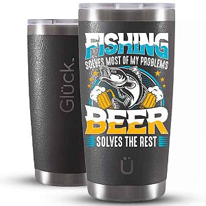 Copo Térmico Gluck Lucky Future Fishing e Beer Solves 591ml Preto Hammer Black