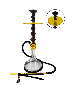 Narguile Seven Burn Eletric Completo Dourado e Marrom