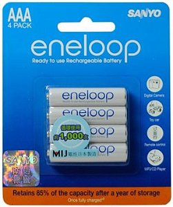 Pilha Recarregável Sanyo Eneloop AAA 800mAh NiMH (pacote com 4) - As melhores do mundo!