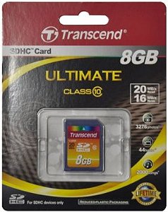 Cartão de Memória SDHC 8GB Classe 10 Ultimate Transcend - Super Rápido, Alto Desempenho!