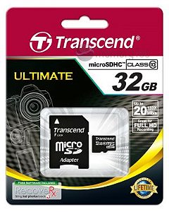 Cartão de Memória microSDHC 32GB Classe 10 Ultimate Transcend - Super Rápido, Alto Desempenho!