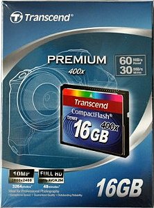 Cartão de Memória Compact Flash 16GB Transcend 400x de velocidade - Ultra Rápido, Excelente Desempenho!!