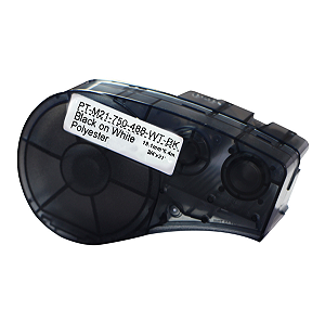 Fita Adesiva Poliéster Compatível M21-750-488, preto sobre branco, largura 19mm, comprimento 6,4m (PT-M21-750-488-WT)