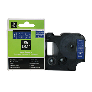 Fita Adesiva de Vinil Compatível com 1805423, branco sobre azul, largura 12mm, comprimento 5,5m