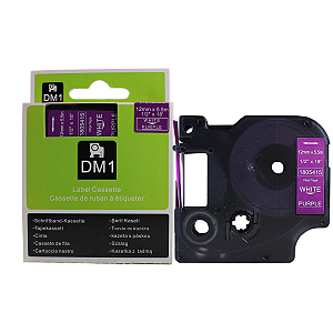 Fita Adesiva de Vinil Compatível com 1805415, branco sobre roxo, largura 12mm, comprimento 5,5m