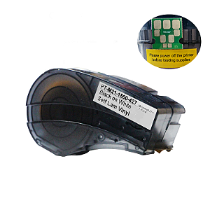 Fita Auto-Laminada Compatível M21-1500-427, preto sobre branco, largura 38mm, comprimento 4.27m, com chip
