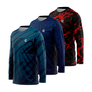 Kit 3 Camisetas Manga Longa Dry-Fit Sportswear UV 50+ KITCML#0001