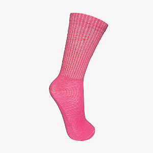 Meia Cano Alto Canelada Rosa Pink