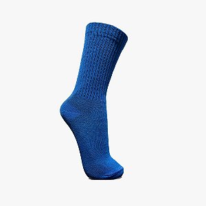 Meia Cano Alto Canelada Azul Royal