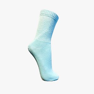 Meia Cano Alto Canelada Azul Claro