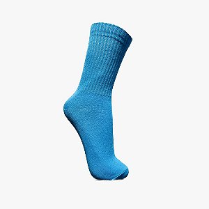 Meia Cano Alto Canelada Azul Capri