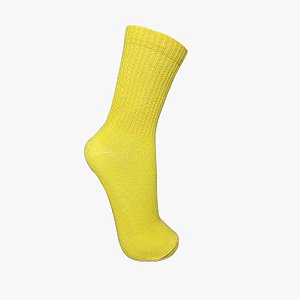 Meia Cano Alto Canelada Amarelo Gema