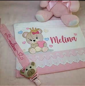 kit toalhinha de mão + prendedor de chupeta (personalizado)